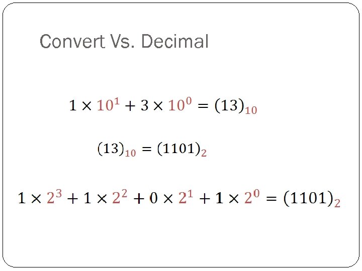 Convert Vs. Decimal 