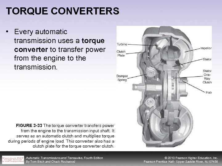 TORQUE CONVERTERS • Every automatic transmission uses a torque converter to transfer power from