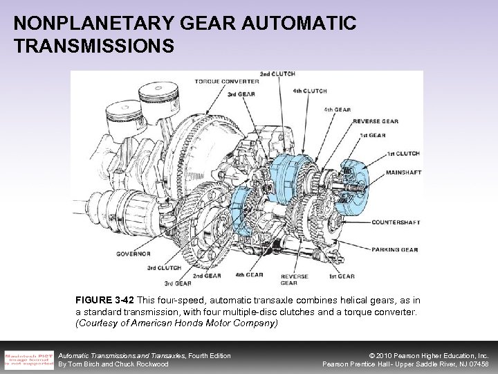 NONPLANETARY GEAR AUTOMATIC TRANSMISSIONS FIGURE 3 -42 This four-speed, automatic transaxle combines helical gears,