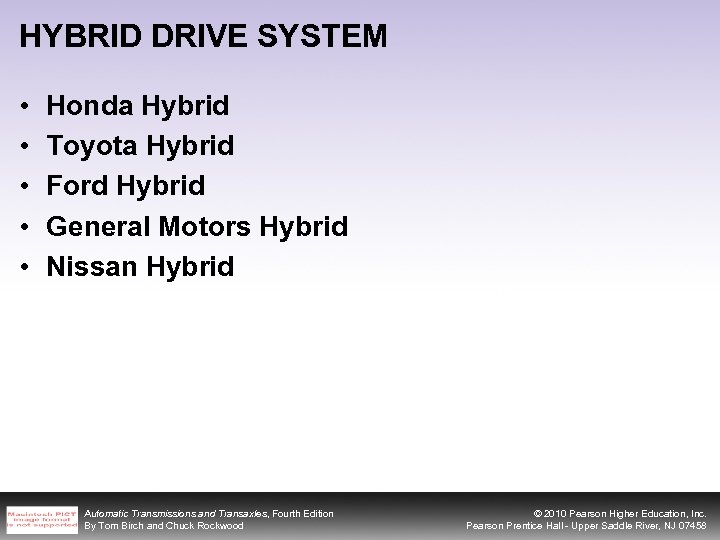 HYBRID DRIVE SYSTEM • • • Honda Hybrid Toyota Hybrid Ford Hybrid General Motors