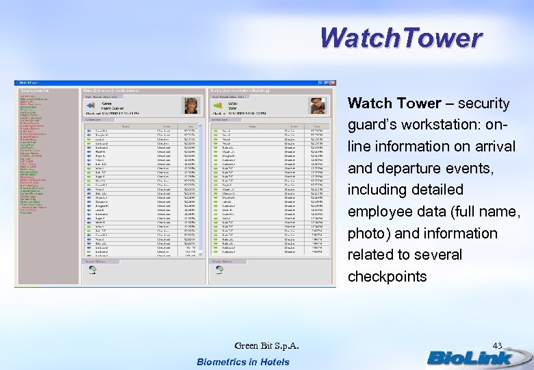 Watch. Tower Watch Tower – security guard’s workstation: online information on arrival and departure