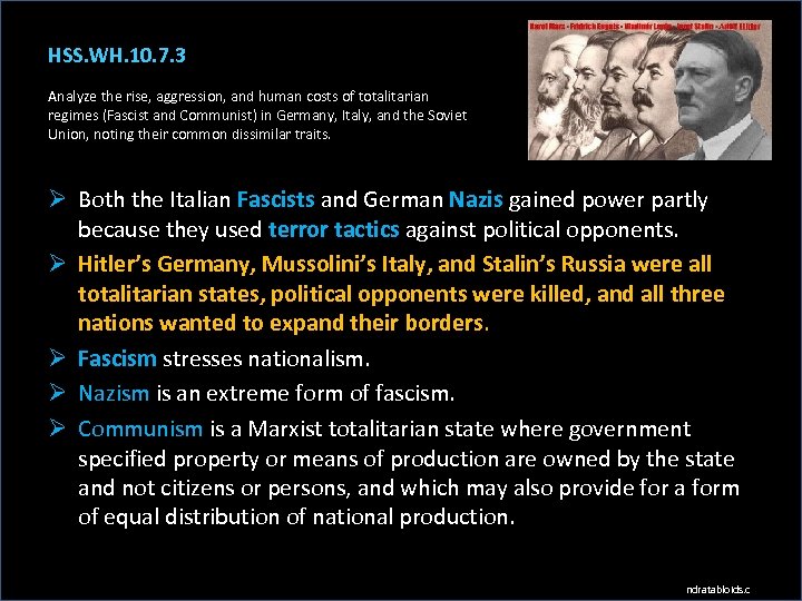 HSS. WH. 10. 7. 3 Analyze the rise, aggression, and human costs of totalitarian