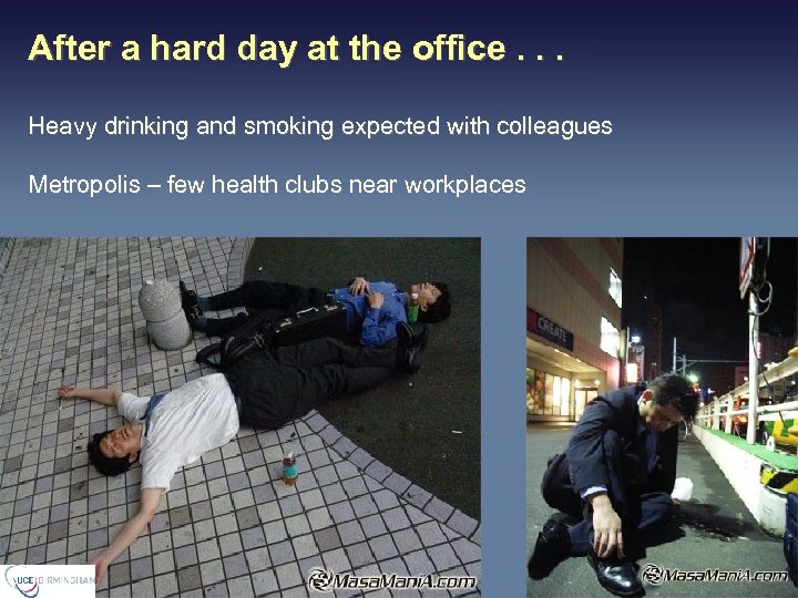 After a hard day at the office. . . Heavy drinking and smoking expected