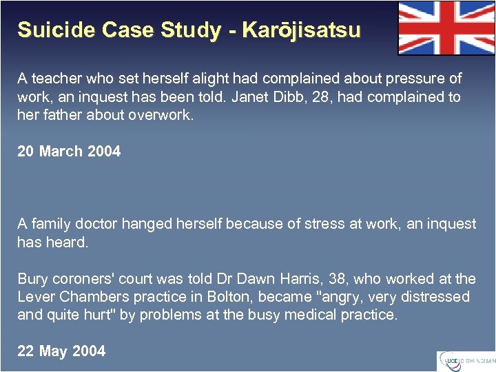 Suicide Case Study - Karōjisatsu A teacher who set herself alight had complained about