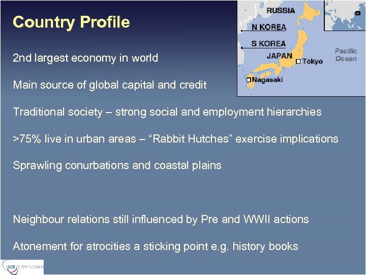 Country Profile 2 nd largest economy in world Main source of global capital and