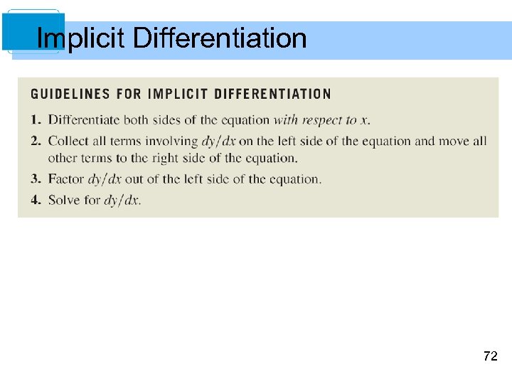 Implicit Differentiation 72 