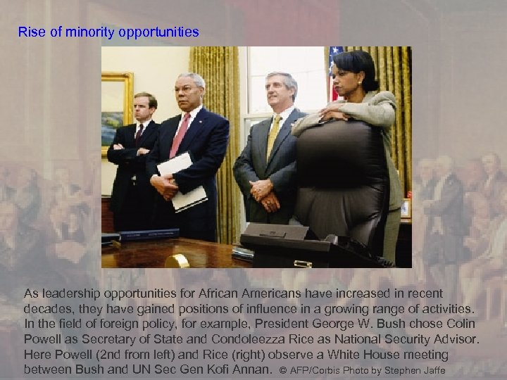 Rise of minority opportunities As leadership opportunities for African Americans have increased in recent