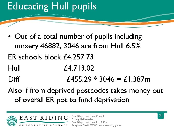 Educating Hull pupils • Out of a total number of pupils including nursery 46882,