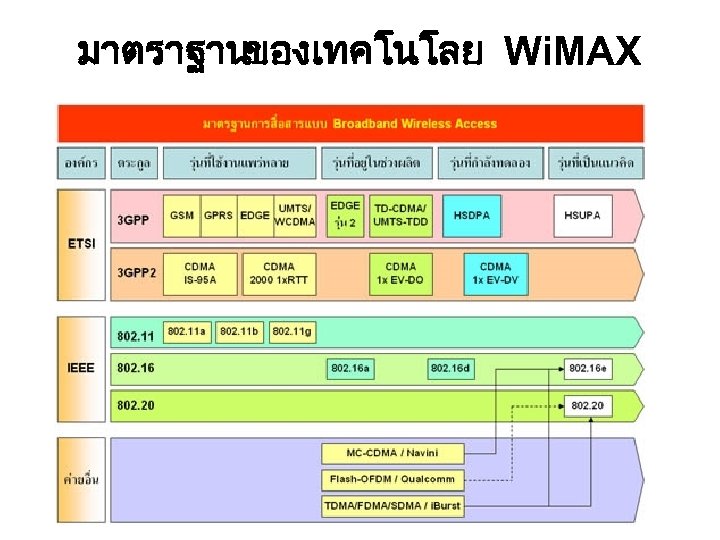 มาตราฐาน ของเทคโนโลย Wi. MAX 