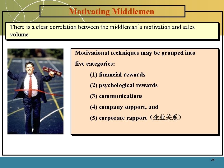 Motivating Middlemen There is a clear correlation between the middleman’s motivation and sales volume