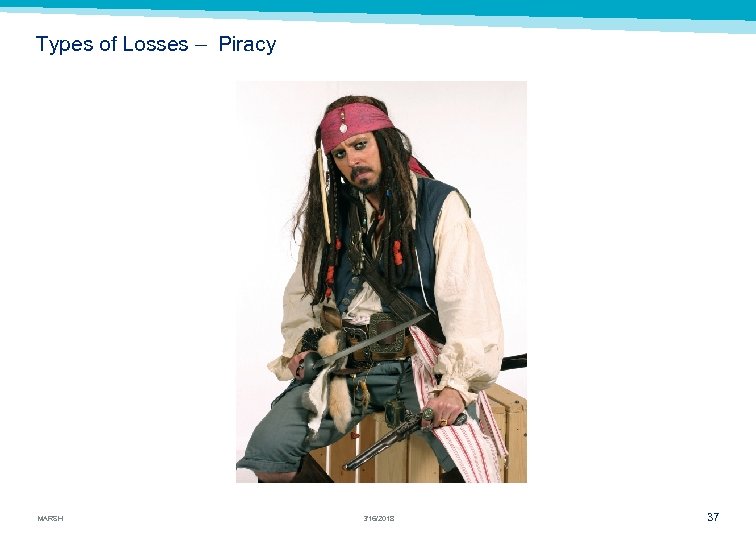 Types of Losses – Piracy MARSH 3/16/2018 37 