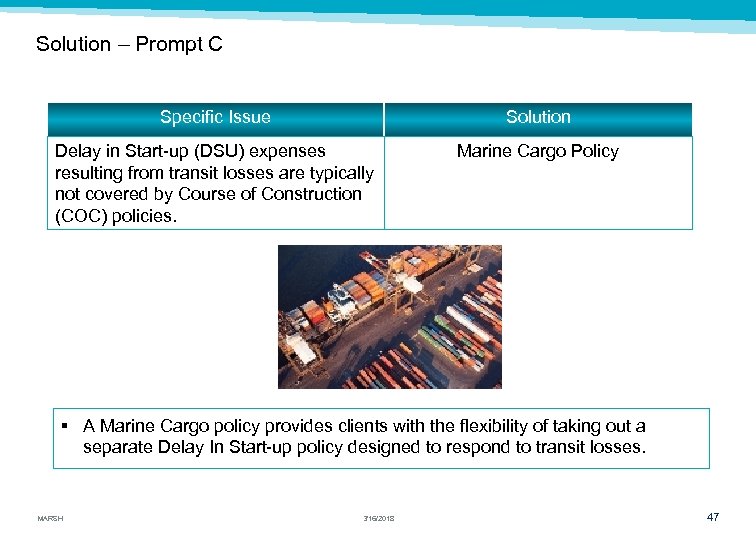 Solution – Prompt C Specific Issue Solution Delay in Start-up (DSU) expenses resulting from