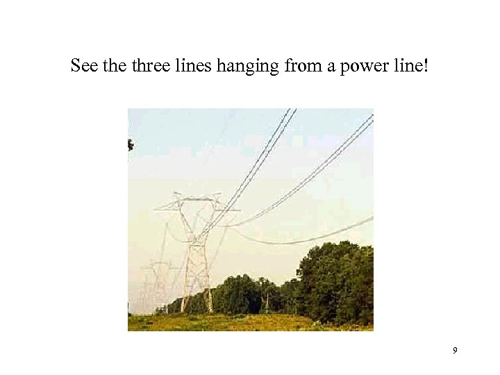 See three lines hanging from a power line! 9 