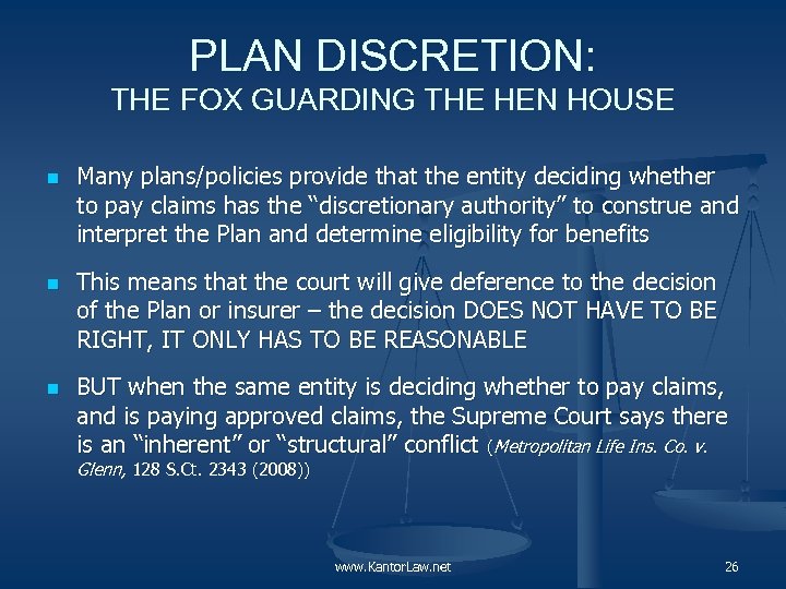 PLAN DISCRETION: THE FOX GUARDING THE HEN HOUSE n n n Many plans/policies provide