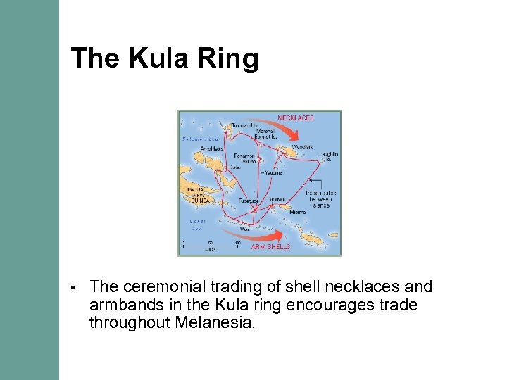 The Kula Ring • The ceremonial trading of shell necklaces and armbands in the