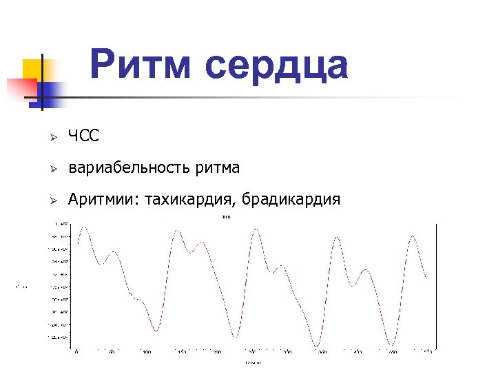 Ритм сердца Ø ЧСС Ø вариабельность ритма Ø Аритмии: тахикардия, брадикардия 