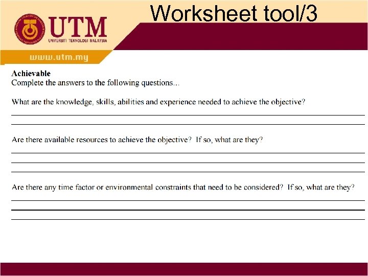 Worksheet tool/3 