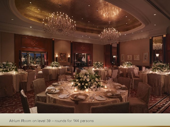 Atrium Room on level 39 – rounds for 144 persons 