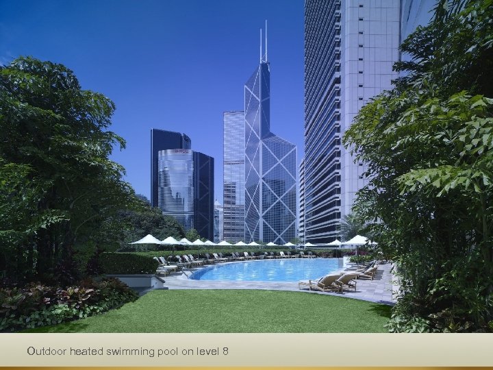 Outdoor heated swimming pool on level 8 