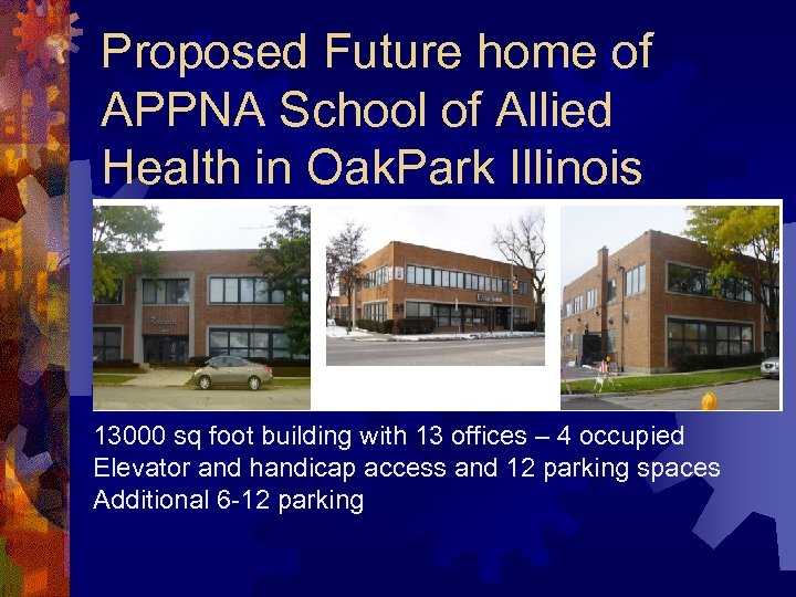 Proposed Future home of APPNA School of Allied Health in Oak. Park Illinois 13000