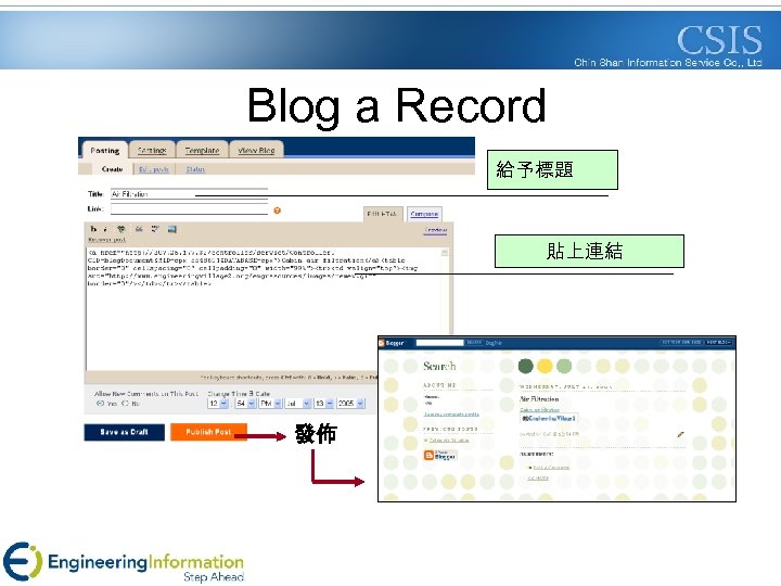 Blog a Record 給予標題 貼上連結 發佈 