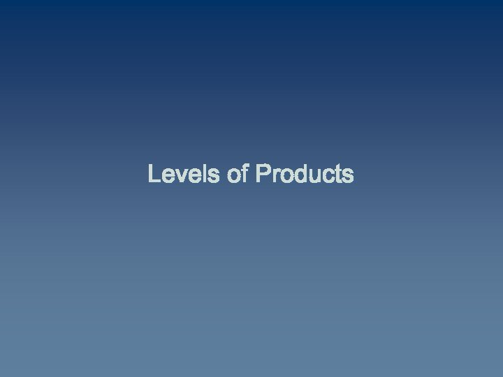 Levels of Products 