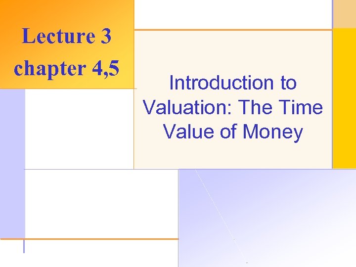 Lecture 3 chapter 4, 5 Introduction to Valuation: The Time Value of Money ©