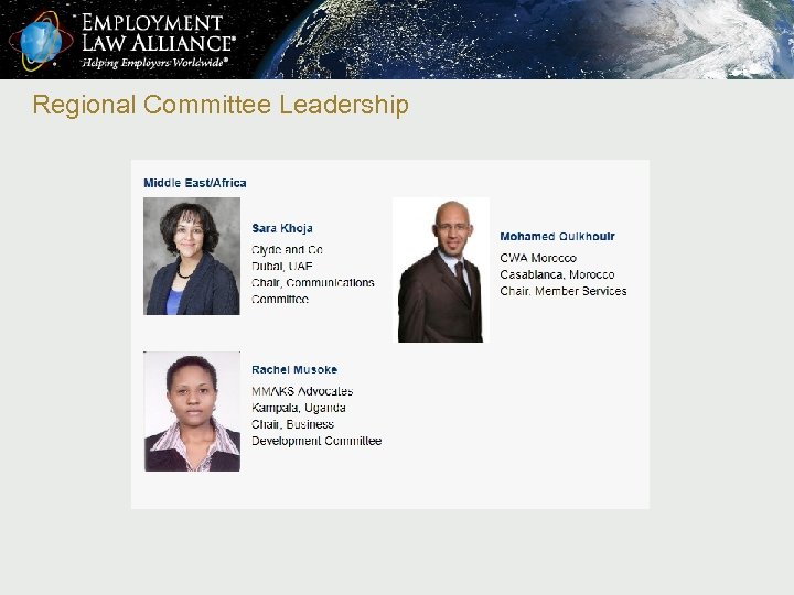 Regional Committee Leadership 