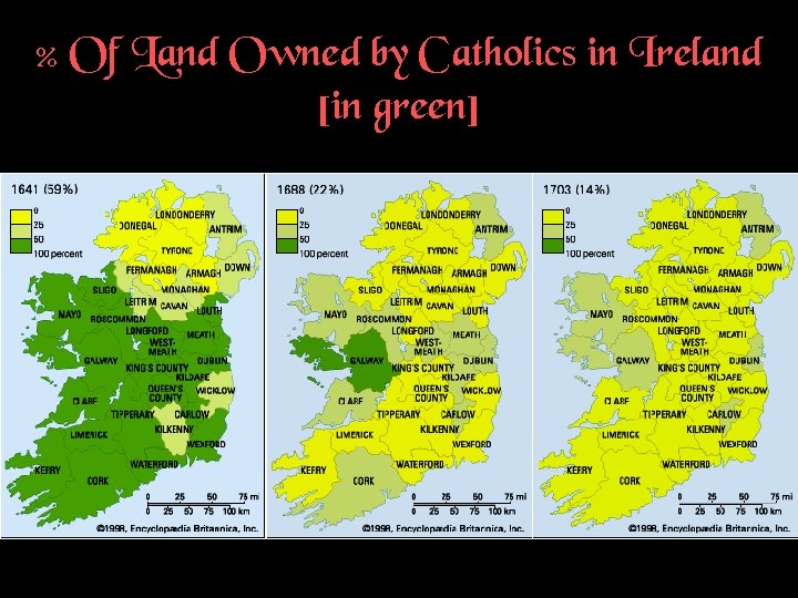 % Of Land Owned by Catholics in Ireland [in green] 