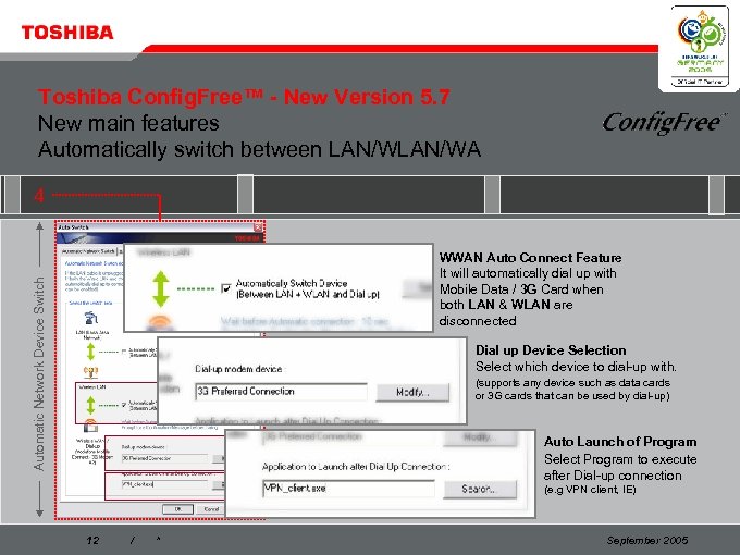 Toshiba Config. Free™ - New Version 5. 7 New main features Automatically switch between