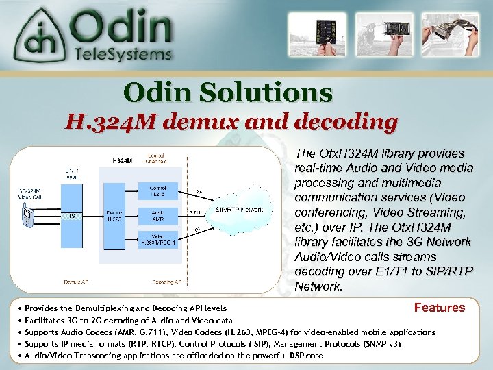 Odin Solutions H. 324 M demux and decoding The Otx. H 324 M library