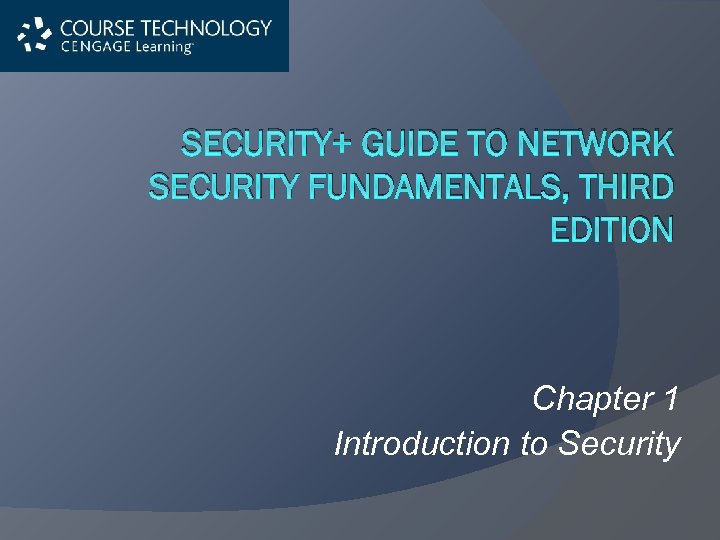 SECURITY+ GUIDE TO NETWORK SECURITY FUNDAMENTALS, THIRD EDITION Chapter 1 Introduction to Security 