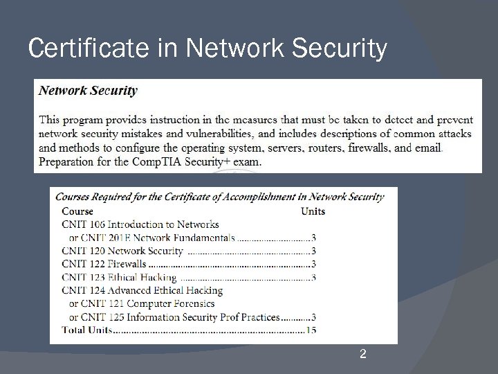 Certificate in Network Security 2 