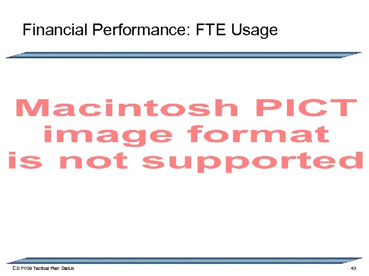 Financial Performance: FTE Usage CD FY 09 Tactical Plan Status 43 