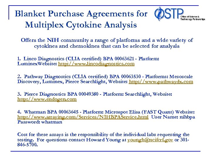 Blanket Purchase Agreements for Multiplex Cytokine Analysis Offers the NIH community a range of