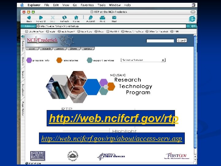 http: //web. ncifcrf. gov/rtp/about/access-serv. asp 