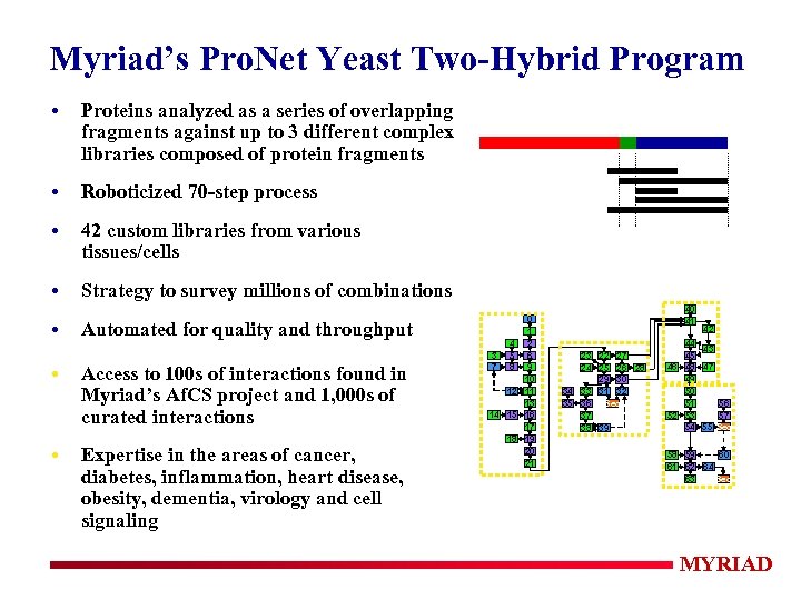 Myriad’s Pro. Net Yeast Two-Hybrid Program • Proteins analyzed as a series of overlapping