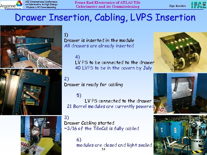 XII International Conference on Calorimetry in High Energy Physics. LHC Commissioning. Front-End Electronics of