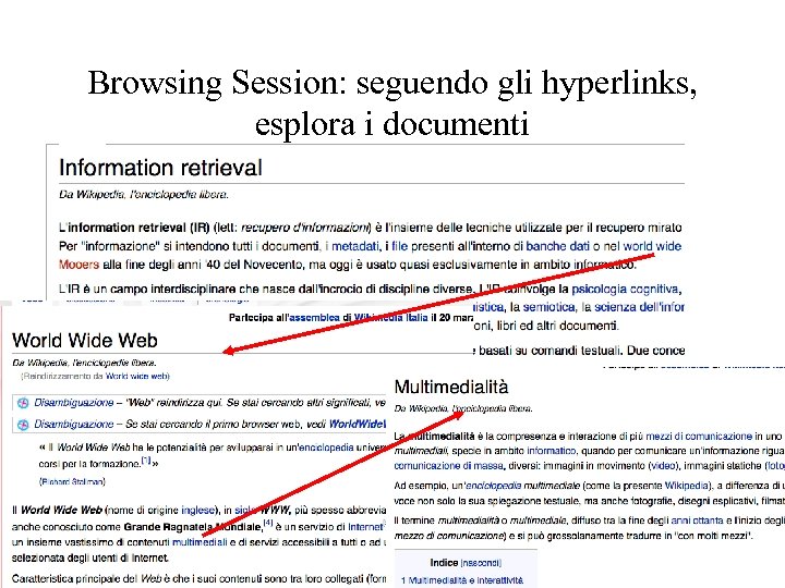 Browsing Session: seguendo gli hyperlinks, esplora i documenti 
