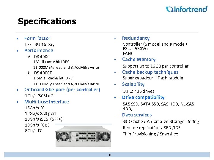 Specifications • Form factor • Controller (S model and R model) PSUs (530 W)