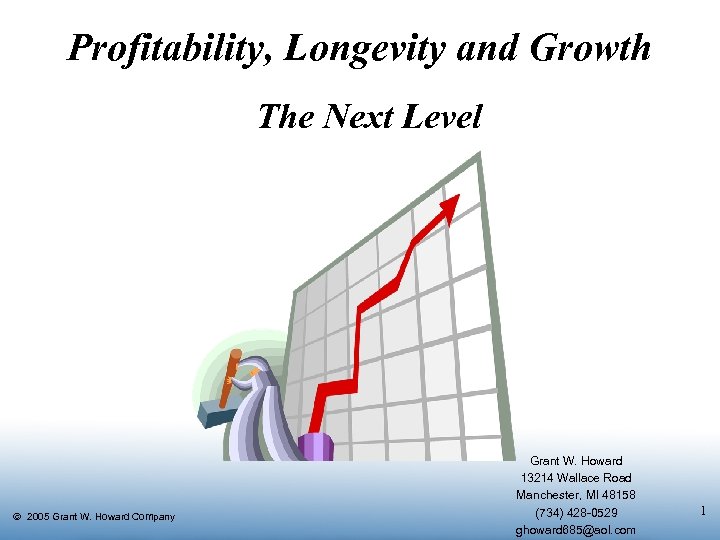 Profitability, Longevity and Growth The Next Level Ó 2005 Grant W. Howard Company Grant
