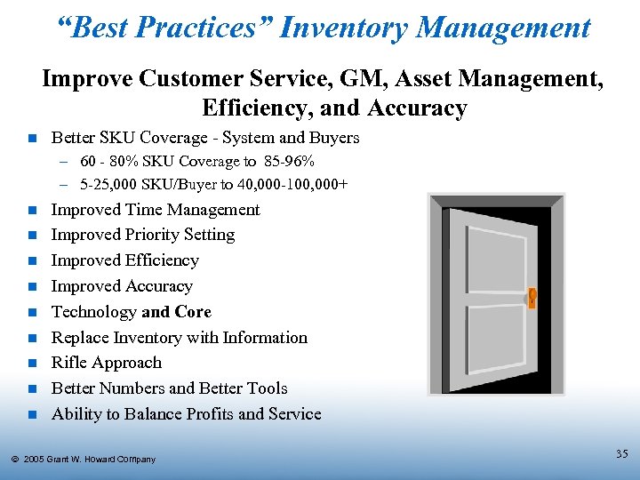 “Best Practices” Inventory Management Improve Customer Service, GM, Asset Management, Efficiency, and Accuracy n