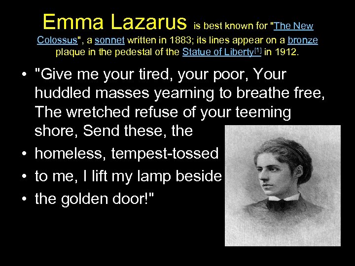Emma Lazarus is best known for 