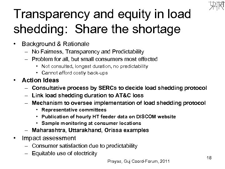 Transparency and equity in load shedding: Share the shortage • Background & Rationale –