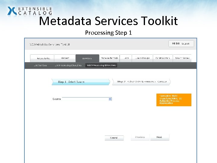 Metadata Services Toolkit Processing Step 1 