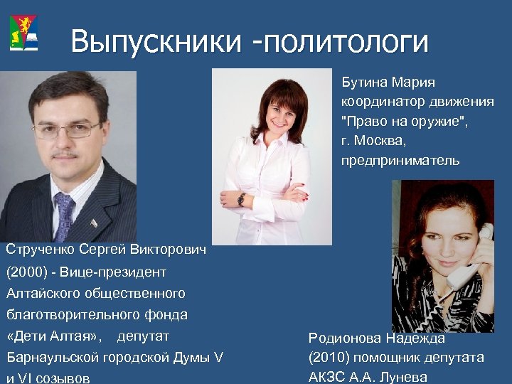 Выпускники -политологи Бутина Мария координатор движения 