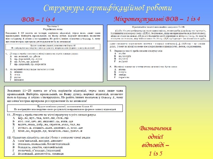 Структура сертифікаційної роботи ВОВ – 1 із 4 Мікротекстуальні ВОВ – 1 із 4