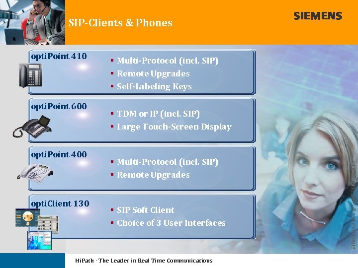 SIP-Clients & Phones opti. Point 600 opti. Point 400 opti. Client 130 § Multi-Protocol