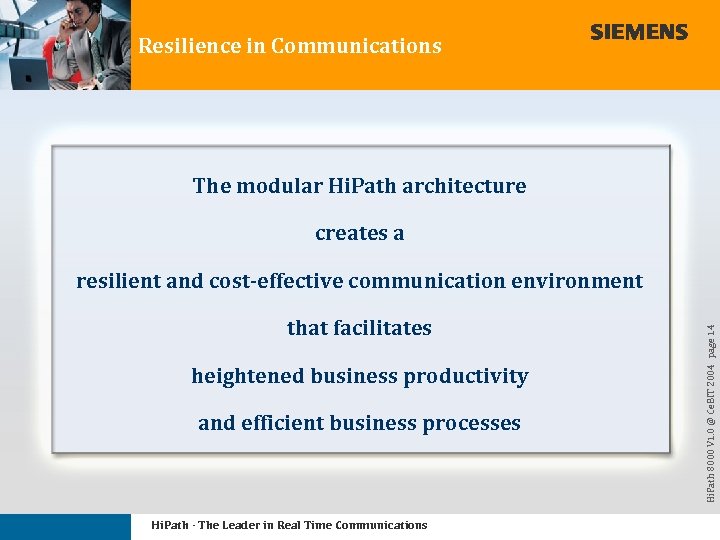 Resilience in Communications The modular Hi. Path architecture creates a that facilitates heightened business