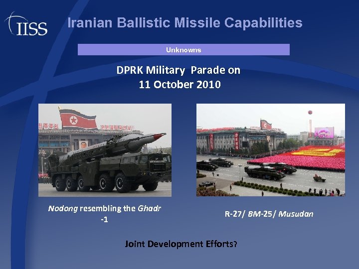 Iranian Ballistic Missile Capabilities Unknowns DPRK Military Parade on 11 October 2010 Nodong resembling